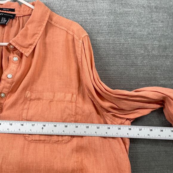 JNY Jones New York Top Women 2X Light Orange Linen Popover Classic Coastal Lagen - Picture 2 of 7
